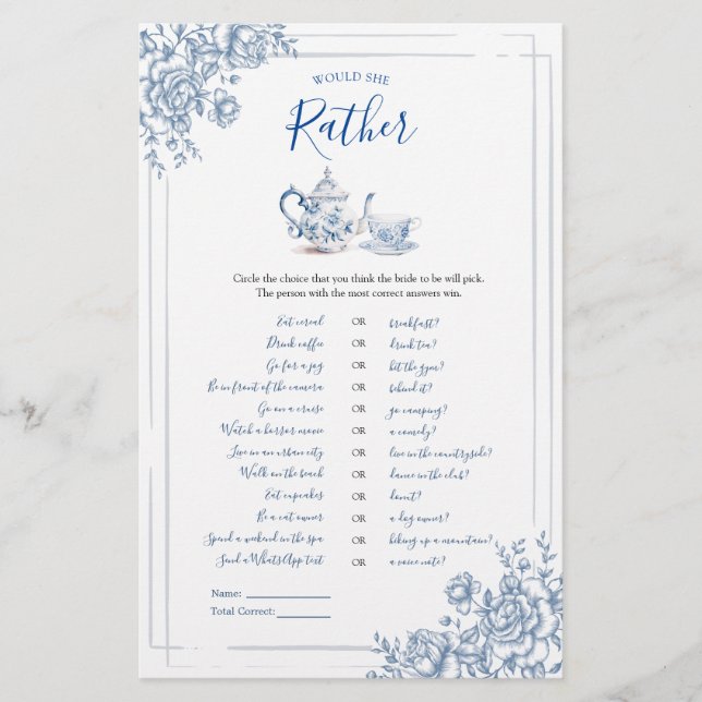 Blauwe Victoriaans tuin bruidsthee wil ze liever (Voorkant)