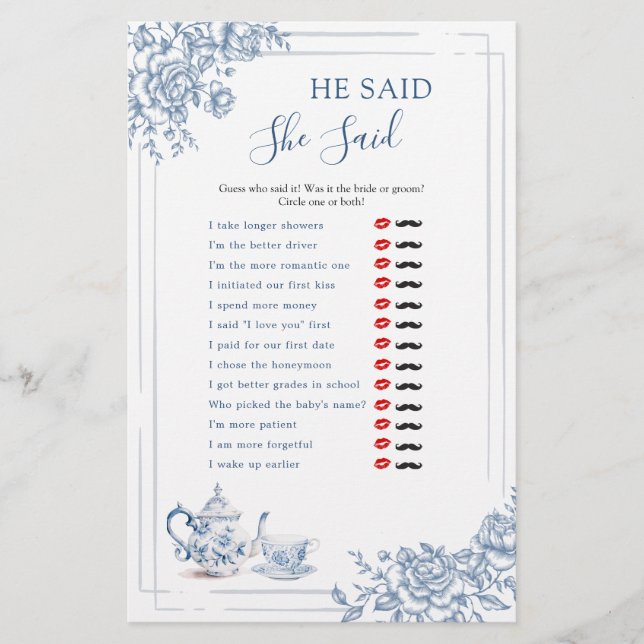 Blauwe Victoriaans tuin bruidsthee zei hij dat ze  (Voorkant)