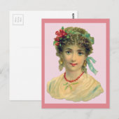 Blauwe Victoriaans vrouw Briefkaart (Voorkant / Achterkant)