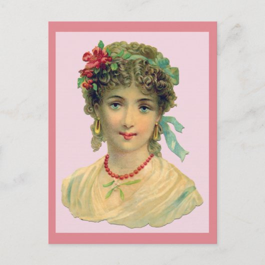 Blauwe Victoriaans vrouw Briefkaart (Voorkant)