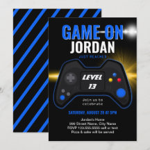 Blauwe video game uitnodiging
