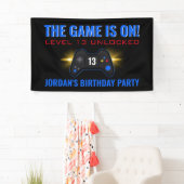 Blauwe videogame Birthday-banner Spandoek (Insitu)