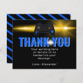 Blauwe Videospel Feest Dank Je Kaart (Voorkant / Achterkant)