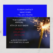 Blauwe Vierde juli Onafhankelijkheidsdag Sparkler Kaart (Voorkant / Achterkant)