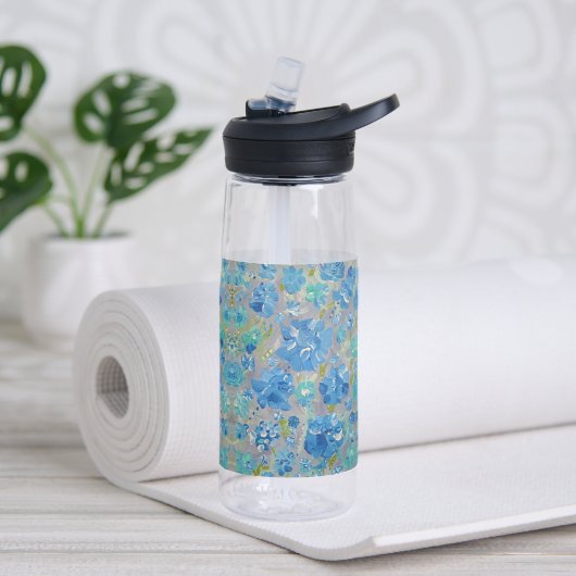 Blauwe Viering Bloemen Water Fles (Insitu)
