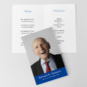 Blauwe viering van het leven Foto begrafenisprogra Flyer