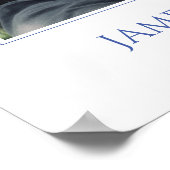 Blauwe viering van het leven met rouwfoto poster (Hoek)