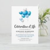 Blauwe viering van uitvaartdienst kaart (Staand voorkant)