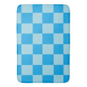 Blauwe vierkante blokken geometrisch badmat (Voorkant Verticaal)