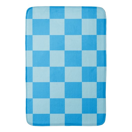 Blauwe vierkante blokken geometrisch badmat (Voorkant Verticaal)