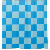 Blauwe vierkante blokken geometrisch douchegordijn (Voorkant)