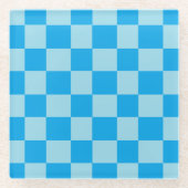 Blauwe vierkante blokken geometrisch glazen onderzetter (Voorkant)