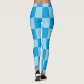 Blauwe vierkante blokken geometrisch leggings (Achterkant)