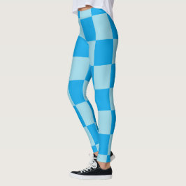 Blauwe vierkante blokken geometrisch leggings