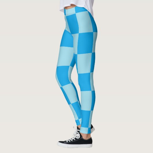 Blauwe vierkante blokken geometrisch leggings (Links)