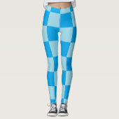 Blauwe vierkante blokken geometrisch leggings (Voorkant)