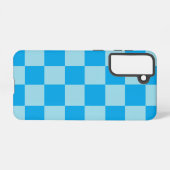 Blauwe vierkante blokken geometrisch samsung galaxy hoesje (Achterkant horizontaal)