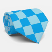 Blauwe vierkante blokken geometrisch stropdas (Opgerold)