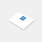 Blauwe vierkante monogram plakbiljetten post-it® notes (Schuin)