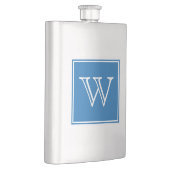 Blauwe vierkante monogram Premium Flask Flacon (Rechts)
