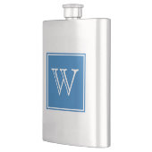 Blauwe vierkante monogram Premium Flask Flacon (Links)