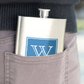 Blauwe vierkante monogram Premium Flask Flacon (Voorbeeld)