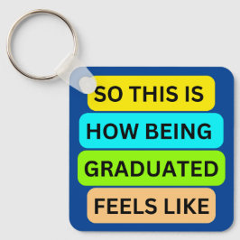 Blauwe vierkante sleutelhanger SO_THIS_IS_HOW_BEIN