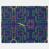 Blauwe vierkanten geometrisch fleece deken (Voorkant (Horizontaal))
