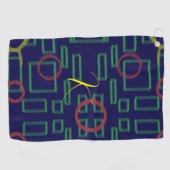 Blauwe vierkanten geometrisch golfhanddoek (Horizontaal)