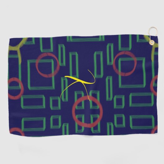 Blauwe vierkanten geometrisch golfhanddoek (Horizontaal)