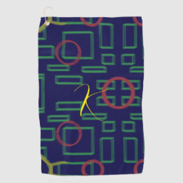 Blauwe vierkanten geometrisch golfhanddoek