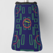 Blauwe vierkanten geometrisch golfheadcover (Draai 90)