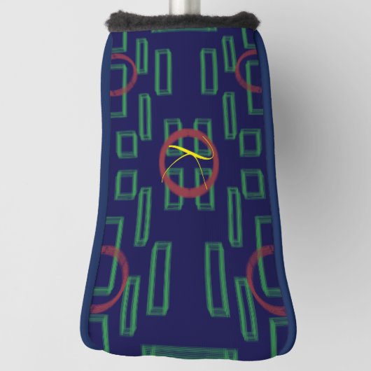 Blauwe vierkanten geometrisch golfheadcover (Draai 90)