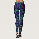 Blauwe vierkanten geometrisch leggings (Achterkant)