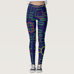 Blauwe vierkanten geometrisch leggings