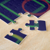 Blauwe vierkanten geometrisch legpuzzel (Zijkant)