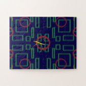 Blauwe vierkanten geometrisch legpuzzel (Horizontaal)