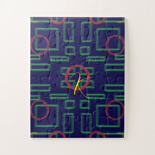Blauwe vierkanten geometrisch legpuzzel (Verticaal)