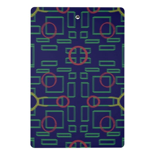 Blauwe vierkanten geometrisch mini klembord (Achterkant)