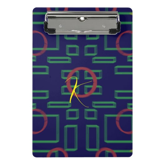 Blauwe vierkanten geometrisch mini klembord (Voorkant)