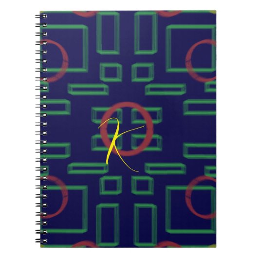 Blauwe vierkanten geometrisch notitieboek (Voorkant)