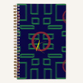 Blauwe vierkanten geometrisch notitieboek (Voorkant)