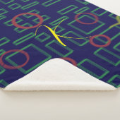 Blauwe vierkanten geometrisch sherpa deken (3/4)