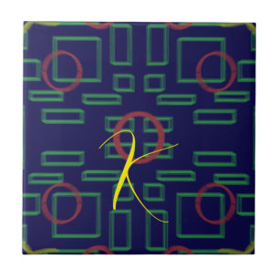 Blauwe vierkanten geometrisch tegeltje