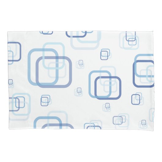 Blauwe vierkanten kussensloop (Voorkant-Links)