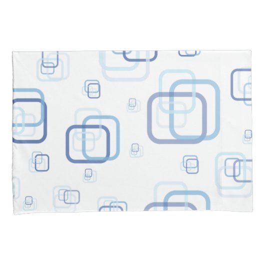 Blauwe vierkanten kussensloop (Voorkant-Rechts)