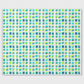 Blauwe vierkanten waterverf abstract cadeaupapier (Vlak)