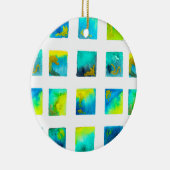 Blauwe vierkanten waterverf abstract keramisch ornament (Rechts)