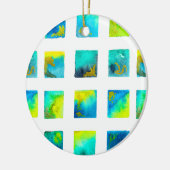 Blauwe vierkanten waterverf abstract keramisch ornament (Links)