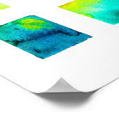 Blauwe vierkanten waterverf abstract poster (Hoek)